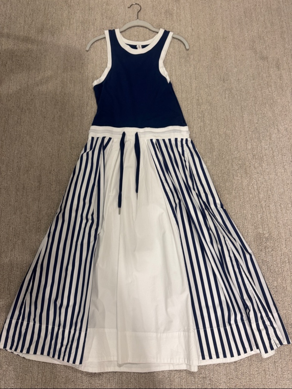 Navy & White Striped Midi Dress by Daily Practuce
